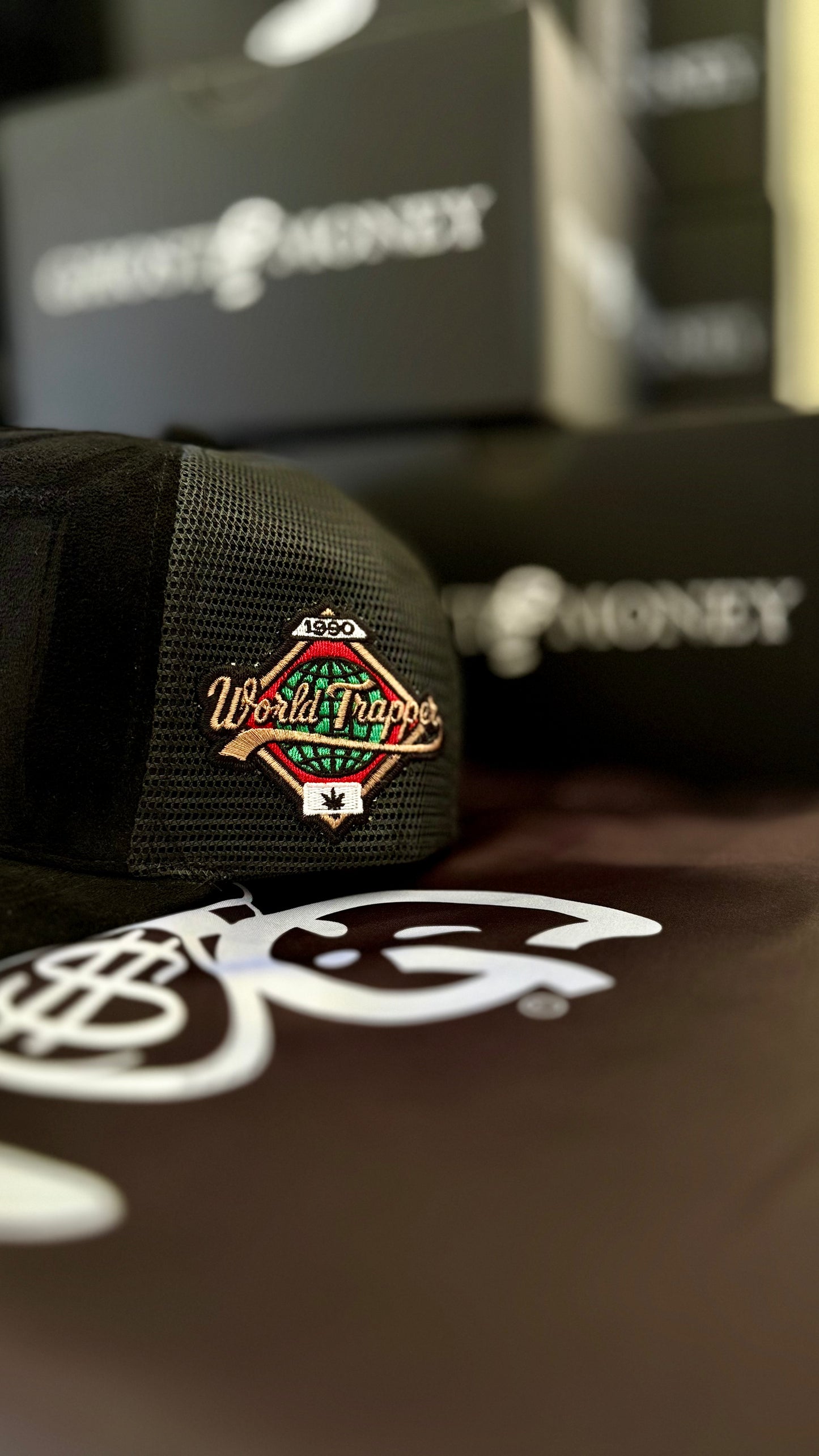 Ghost Money World Trapper Suede Trucker Hat